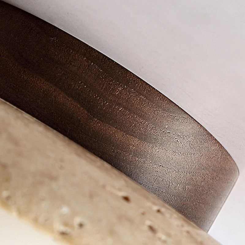 plafonnier wabi sabi en travertin forme de disque pour intérieur et extérieur - vue 7 sur 6