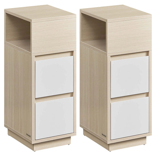 VASAGLE Slim Bedside Tables, Set of 2, Small Narrow Side End Tables with 2 Drawers, 1 Open Compartment Mounted to Face Left - vue 10 sur 9