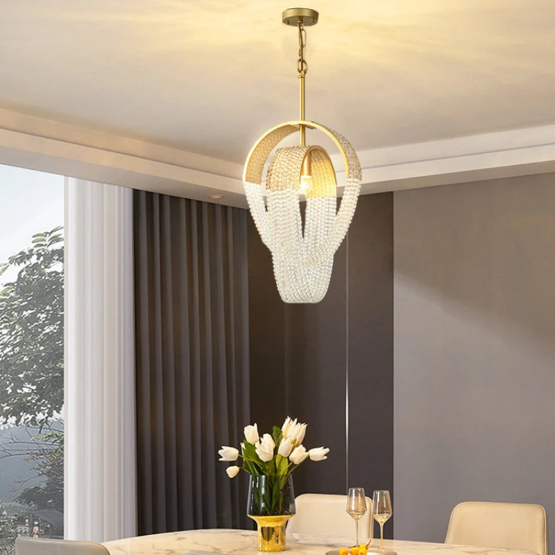 Lustre en cristal à pampilles de luxe américain post-moderne - vue 4 sur 10