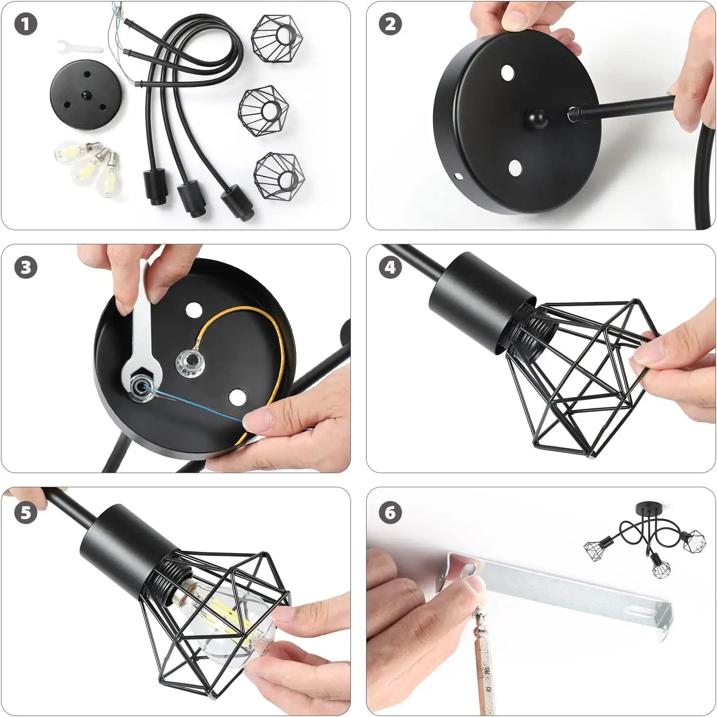 LED E14 Modern Spider Lamp for Home Decoration, Simple Lighting, Roof Lamp for Bedroom, Dining Room and Living Room - vue 5 sur 7