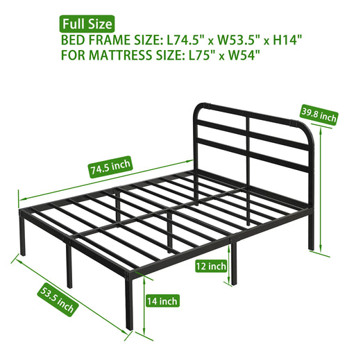 DDPNKL Heavy Duty Metal Bed Frame with Headboard, 3500 lbs Max Weight Capacity Metal Platform, Easy Assembly Mattress Foundation - vue 8 sur 10