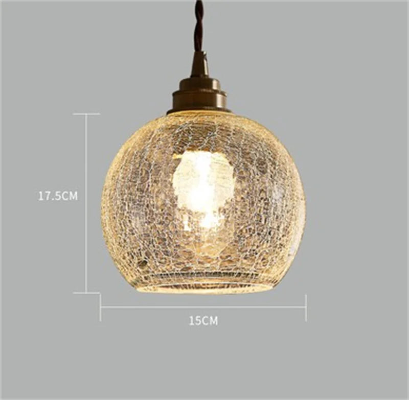 Vintage cracked glass pendant light for interior decoration