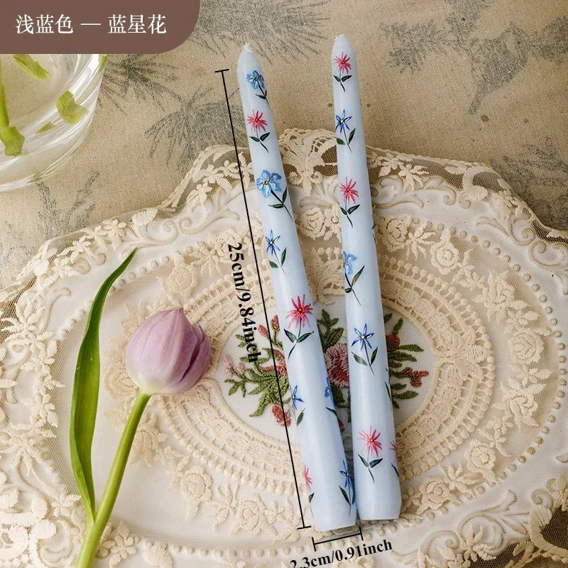 hand printed pole candles for wedding minimalist decoration