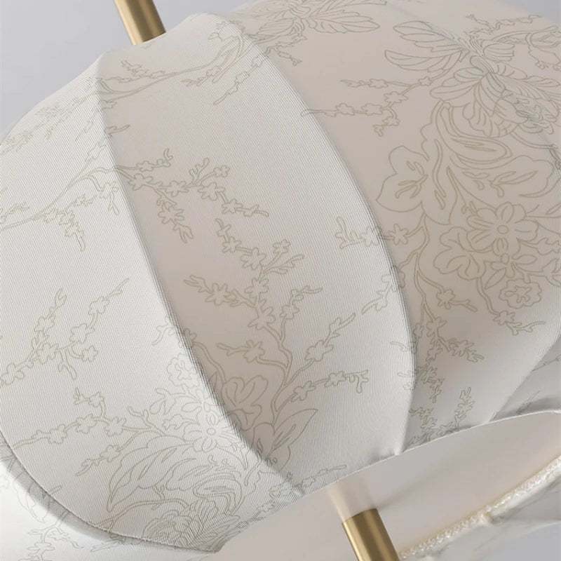 plafonnier en tissu style français rétro en bois massif - vue 6 sur 10