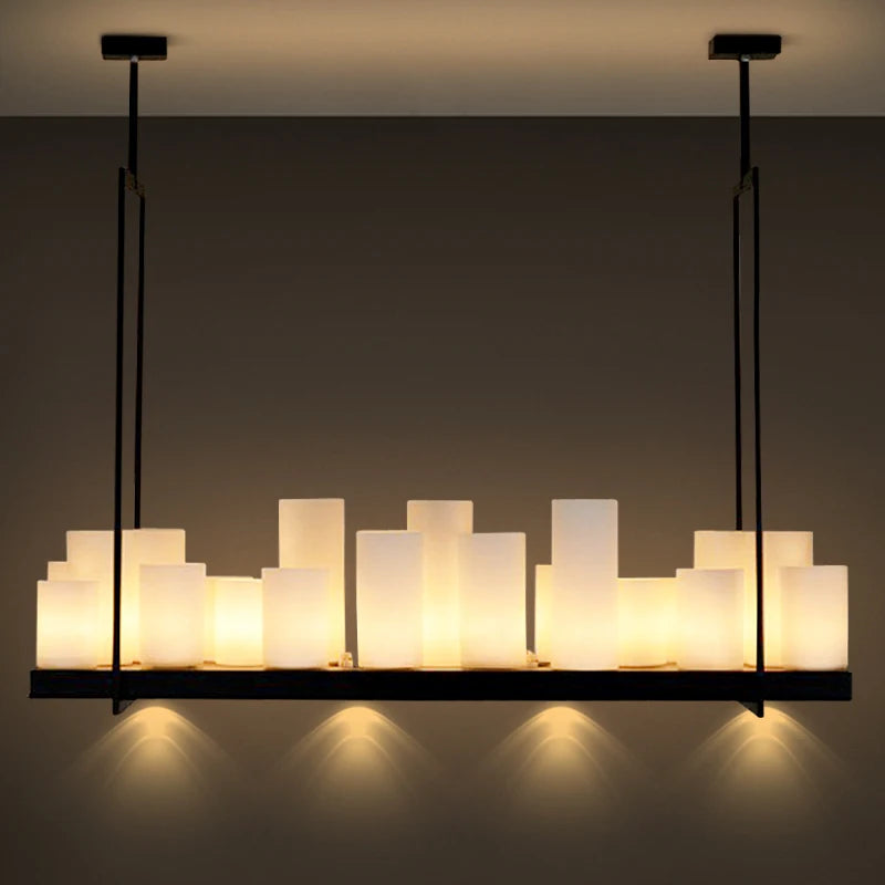 Vintage LED glass candle chandelier pendant for living room, dining, kitchen, restaurant - vue 3 sur 16
