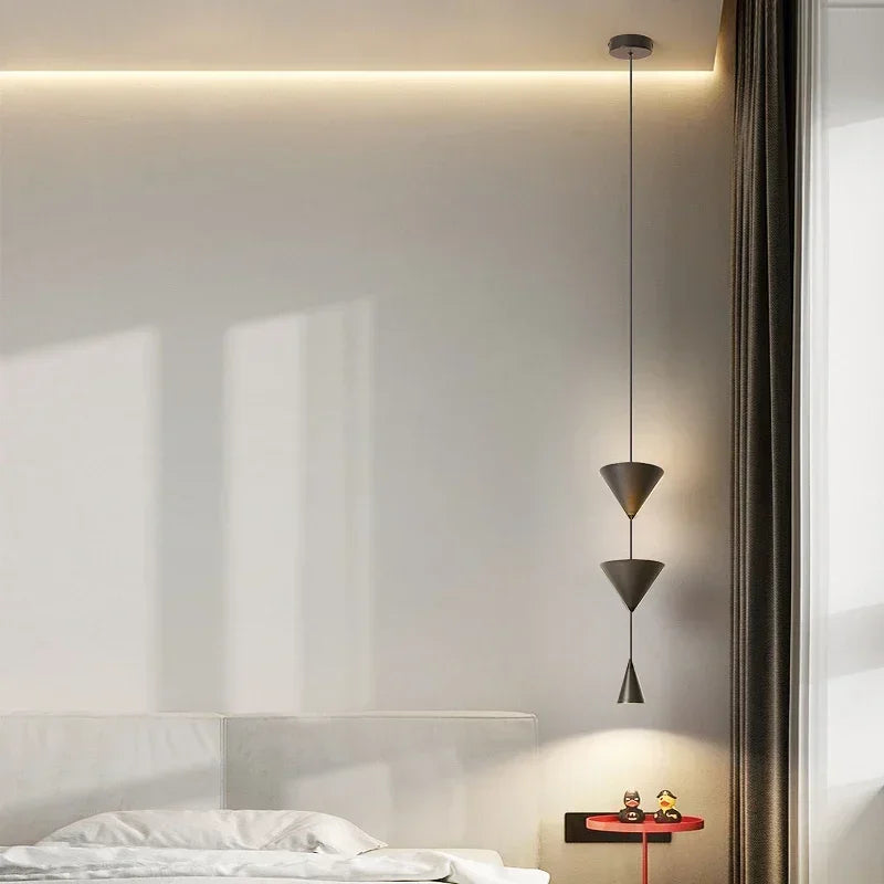 SANDYHA minimaliste noir blanc chevet suspension moderne Restaurant maison Led salon salle à manger Bar comptoir lampe conique - vue 3 sur 8
