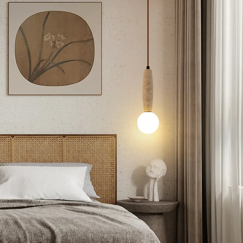 lustre led vintage avec suspension en pierre naturelle - vue 2 sur 6