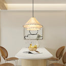 suspension Tissu nordique LED lumière Wabi Sabi pour salon décoration de la maison chambre créative coton lin chapeau