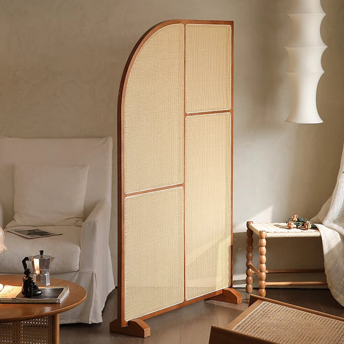 Japanese-style solid wood rattan screen partition is opposite the door to the home, living room entrance is blocked, and mobile - vue 11 sur 29
