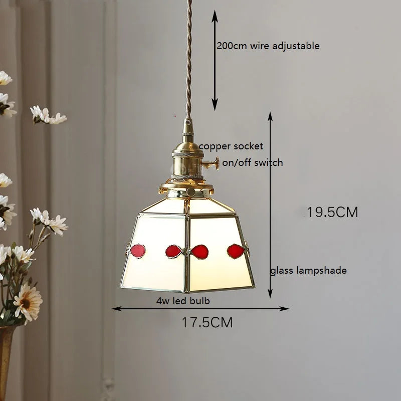 Nordic vintage handheld lamp with coloured glass and copper - vue 26 sur 29