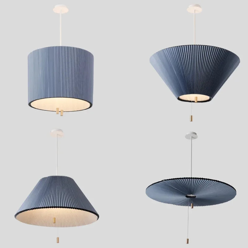 lustre moderne en tissu plissé design créatif nordique - vue 6 sur 8