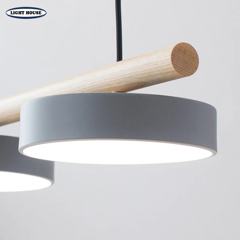 lustre nordique en bois massif avec led intégrée - vue 6 sur 10