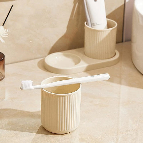 Washing Cup Toothbrush Holder Portable Couple Washing Mouth Cups, Plastic Toothbrush Cup with Tray Base, Bathroom Accessories - vue 4 sur 9