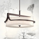 lustre en fer de Style chinois moderne personnalité créative Simple hôtel salon chambre Restaurant tissu suspendus lumières