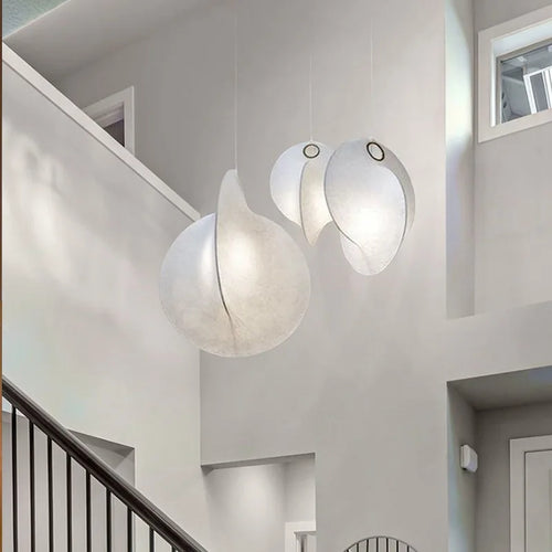 lustre led en soie nordique wabi sabi suspendu pour décoration maison