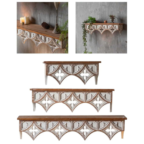Wood Wall Shelf Storage Rack, Retro Style Holder Hanging Display for Hallway - vue 6 sur 6