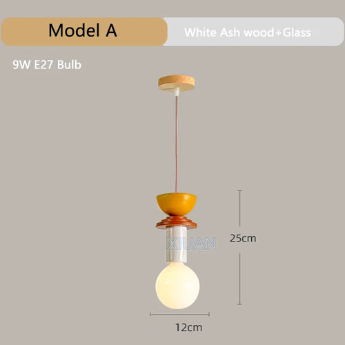 Suspension en bois modernes chambre nordique chevet LED suspension Restaurant cuisine coloré Lustre en bois Lustre maison Dec