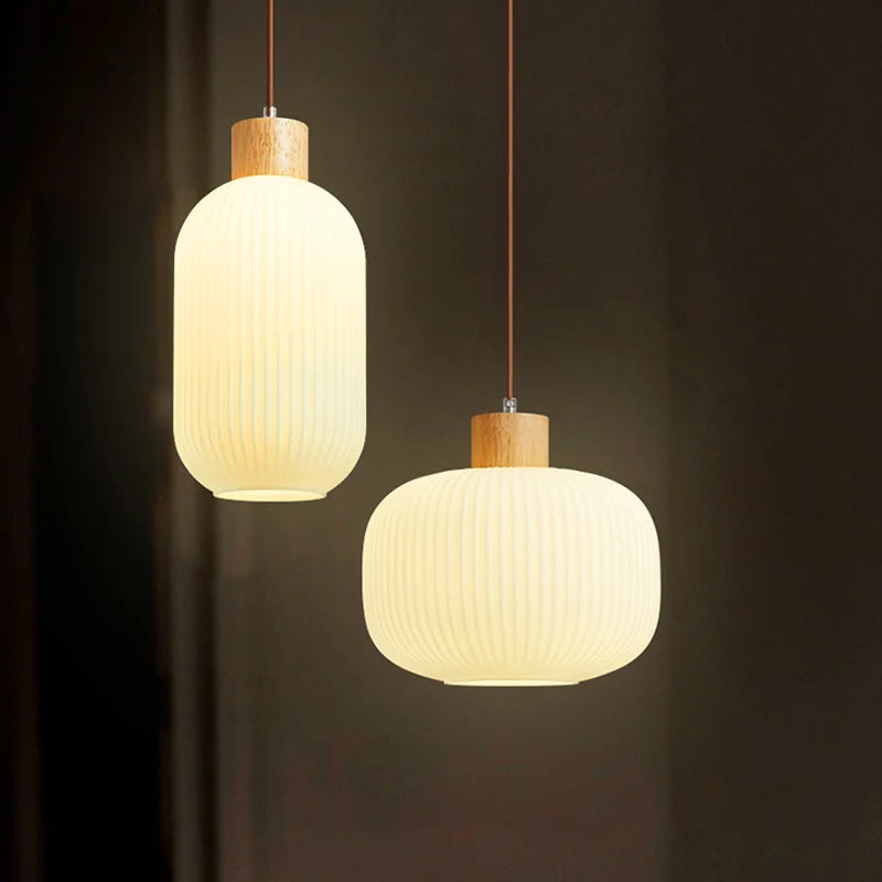 lustre moderne loft led avec abat-jour en verre - vue 3 sur 8