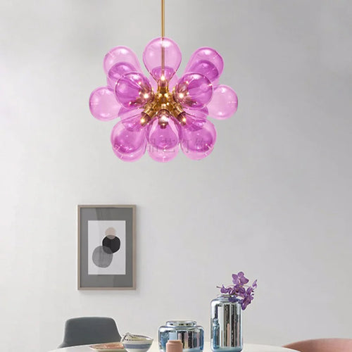 Modern nordic coloured glass LED decorative pendant light - vue 3 sur 9