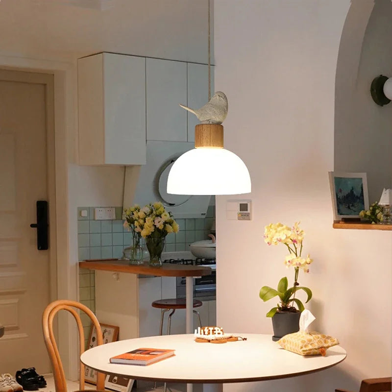 Suspension LED en verre design nordique créatif petit oiseau - vue 4 sur 9