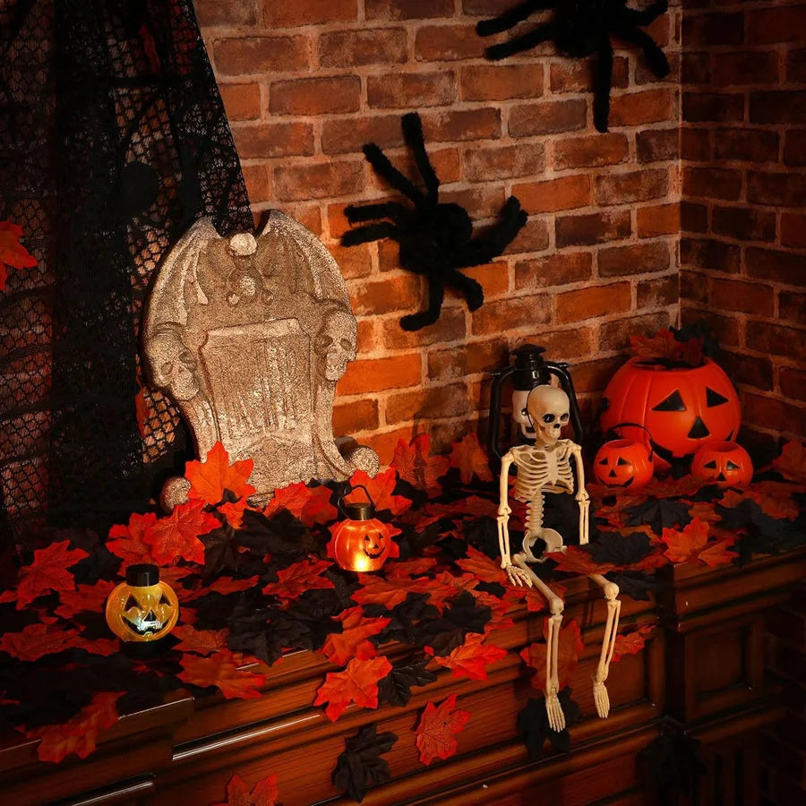 lot de 50 feuilles d'érable artificielles pour décorations d'automne - vue 5 sur 11