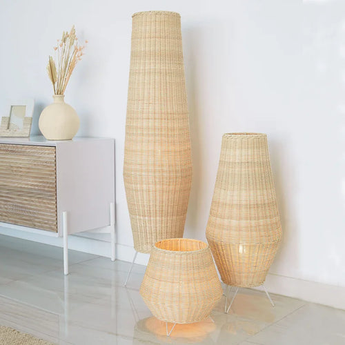 Lampadaire rotin naturel minimaliste - vue 2 sur 8