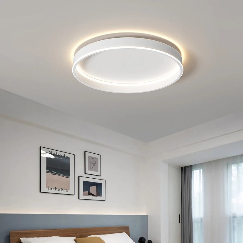 Minimalist round LED ceiling light for home improvement - vue 3 sur 12