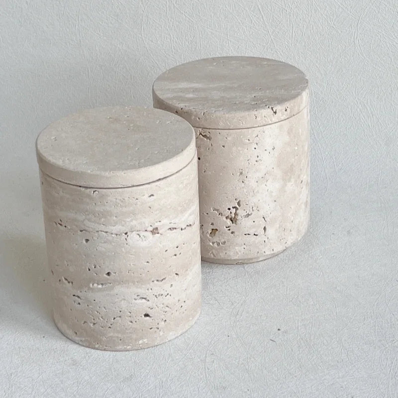 récipient en marbre wabi-sabi avec couvercle et boîte de rangement - vue 6 sur 7