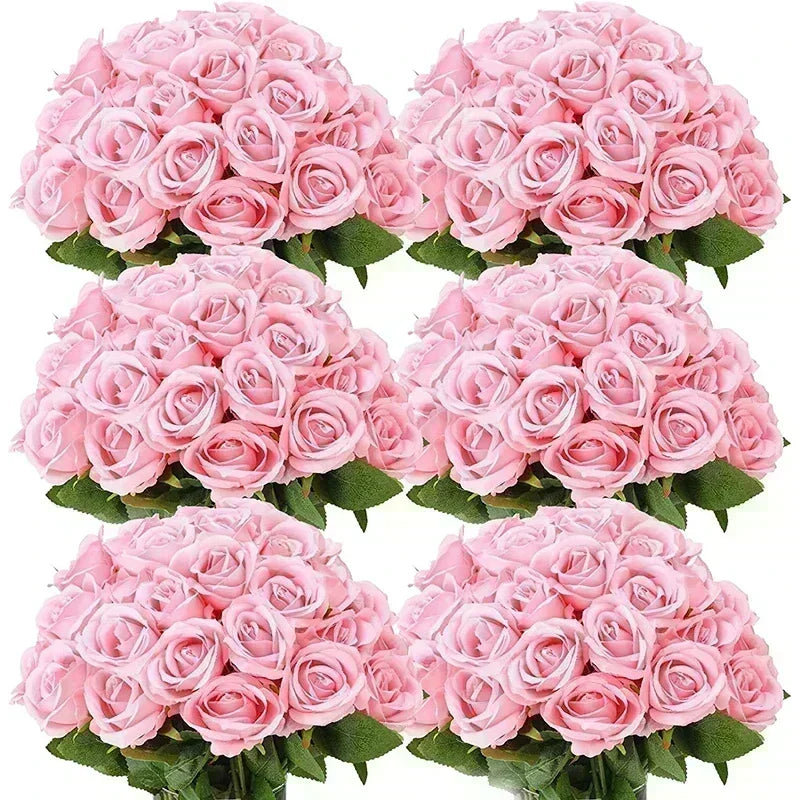 lot de 50 roses artificielles en soie pour décoration et événements festifs - vue 14 sur 24
