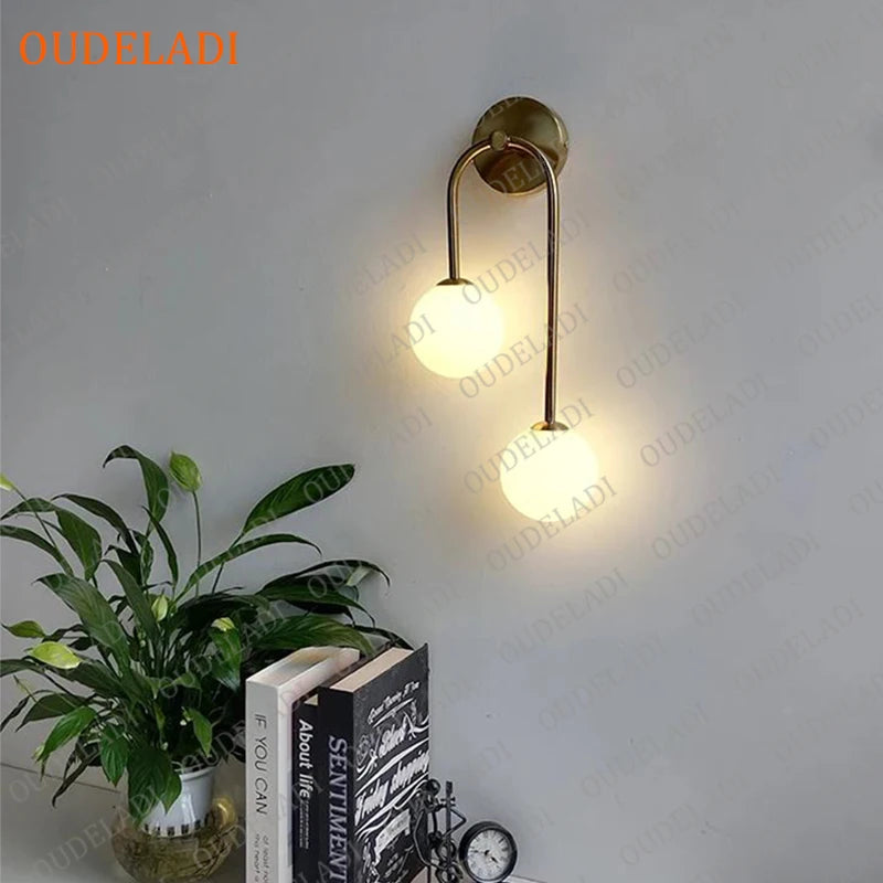 applique murale led boule verre intérieure moderne - vue 4 sur 10