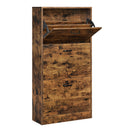 VASAGLE 3-Leaf Shoe Cabinet, 3-Tier Storage Cupboard, Rustic Brown