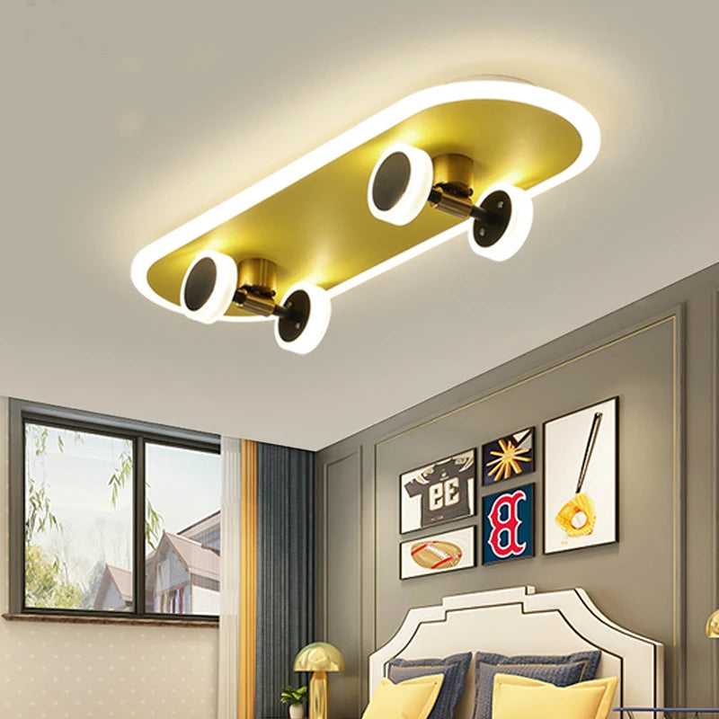 plafonnier créatif nordique skateboard pour chambre d'enfant moderne - vue 5 sur 16