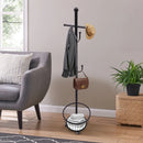 Standing Coat and Hat Hanger Organizer Rack with Mobile Wheel, Entryway Coat Hanger Stand with Storage Basket, Chic Home Tools