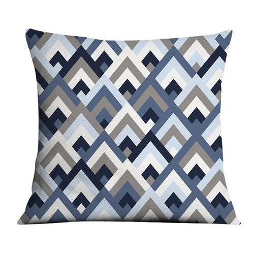 housse de coussin motif géométrique bleu foncé pour décoration intérieure