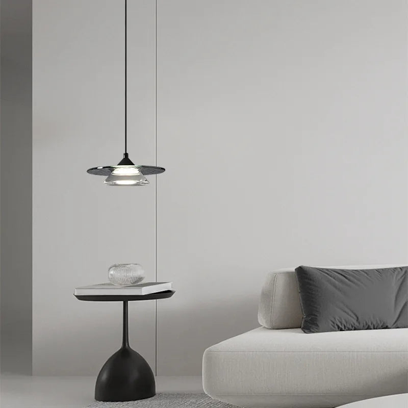 suspension led en verre et cuivre design moderne avec cordon réglable - vue 4 sur 9