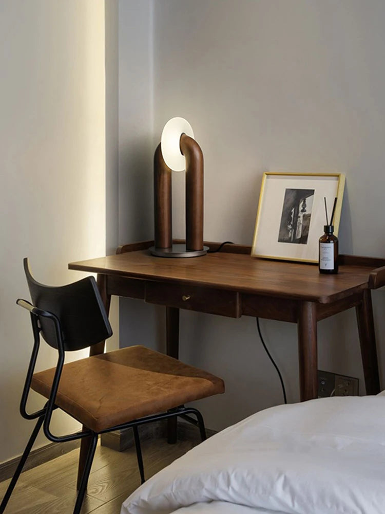 lampes de table vintage en bois massif à contrôle tactile led - vue 4 sur 9