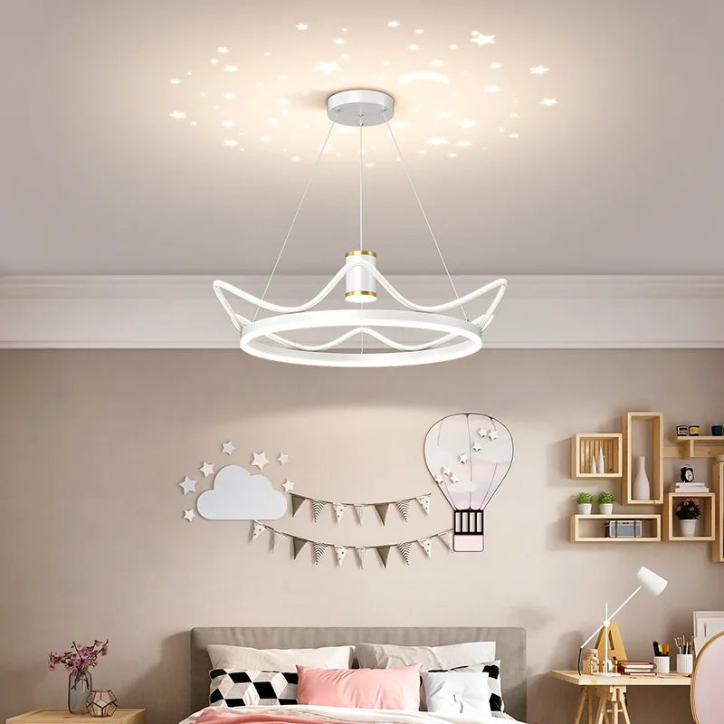 lustre moderne avec projection ciel étoilé pour chambre enfant - vue 3 sur 14