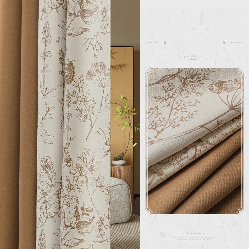Rideau style chinois floral occultant pour salon chambre - vue 7 sur 9