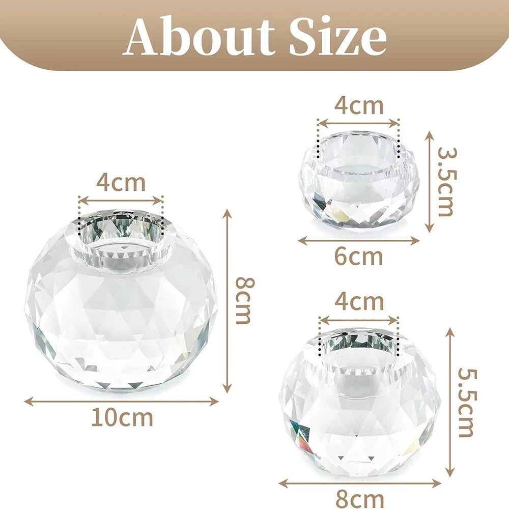 Crystal Diamond Tealight Candle Holder for Wedding Party, Clear Glass Tea Light Candles Holder for Home Room Desk Decor - vue 5 sur 6