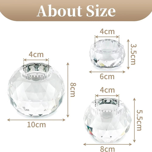Crystal Diamond Tealight Candle Holder for Wedding Party, Clear Glass Tea Light Candles Holder for Home Room Desk Decor - vue 6 sur 6