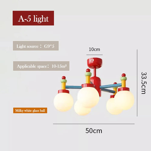 lustre coloré en verre pour chambre d'enfant princesse - vue 5 sur 8
