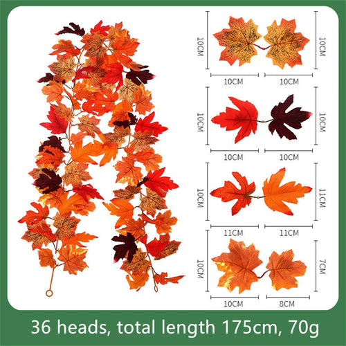 guirlande de feuilles d'érable artificielles en soie décorative pour jardin - vue 17 sur 16
