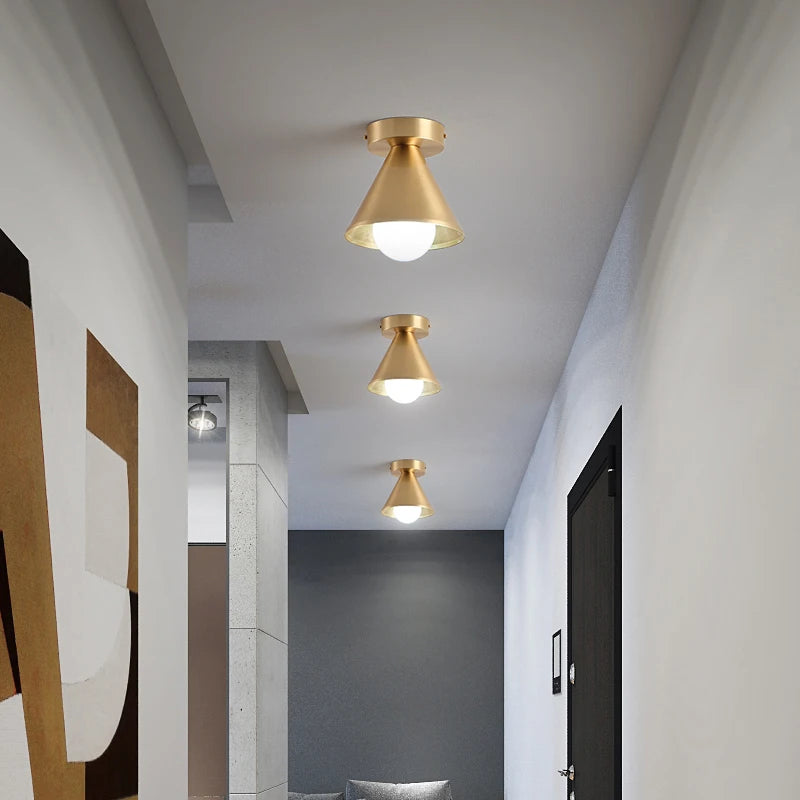 Balcony, American All Copper Ceiling, Small Ceiling Lamp, Nordic Modern Simple Cloakroom, Creative Porch, Entrance Hall Lamp - vue 5 sur 9