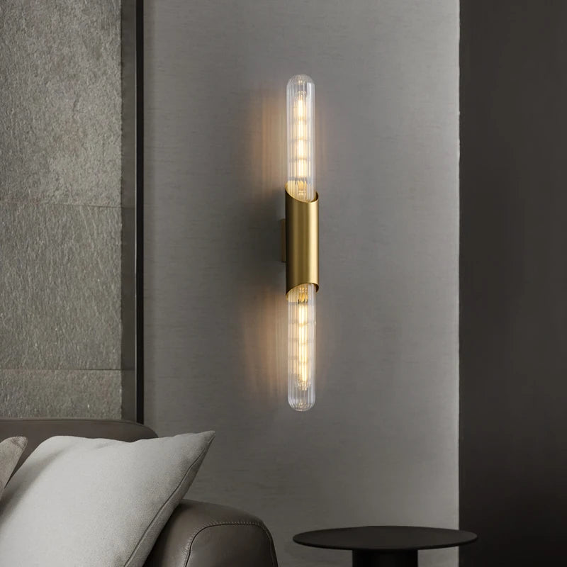 All Copper Wall Lamp, Simple And Minimalist Bedroom Headboard Light Luxury Staircase New Living Room Tv Background Wall Lamp - vue 1 sur 7