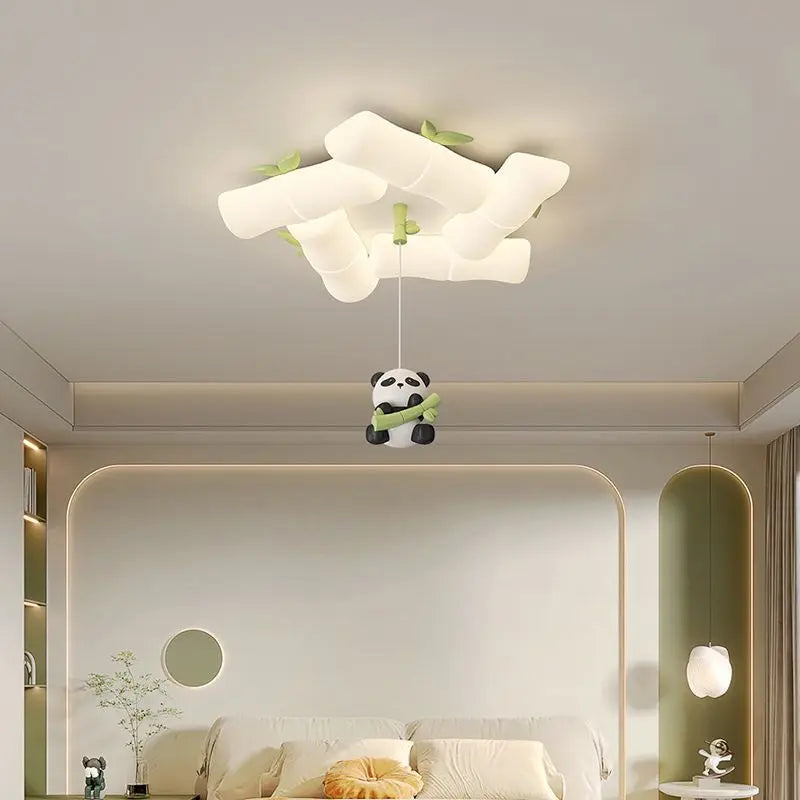 plafonnier panda en bambou pour chambre d'enfant et maternelle