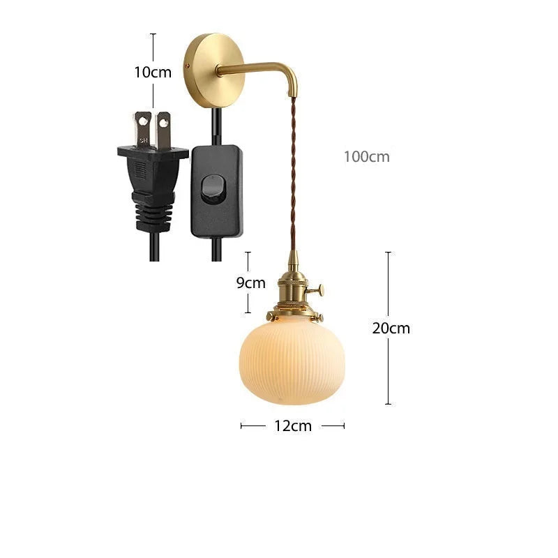 Applique murale dorée moderne céramique fil ajustable LED - vue 18 sur 23