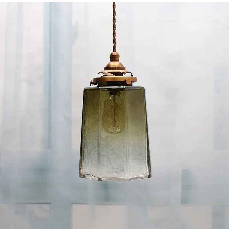 suspension de luxe en verre et cuivre luminaire antique décoratif - vue 9 sur 8