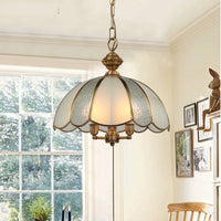 lampe suspendue vintage en verre d'art américain en cuivre
