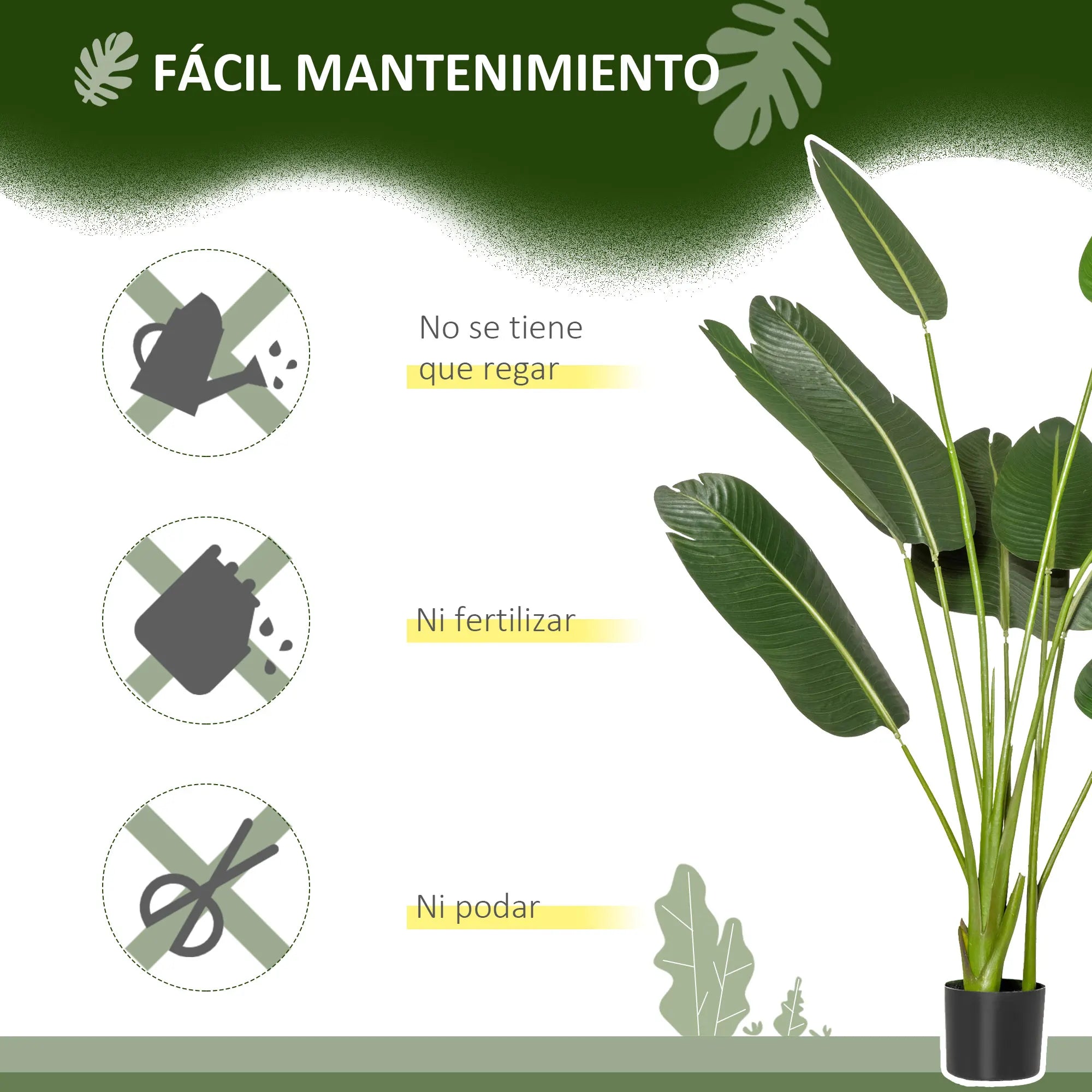 Artificial banana tree with pot and realistic leaves for indoor decoration - vue 6 sur 7