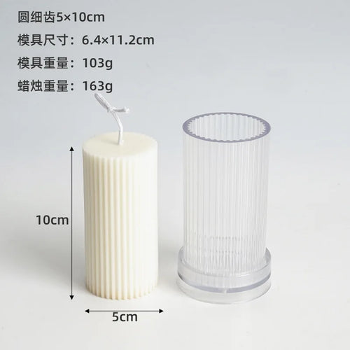 moule cylindrique à rayures pour fabrication de bougies en acrylique - vue 14 sur 14